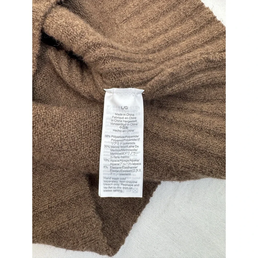 J.Crew Sweater Brown Mock Neck Merino Alpaca Knit Cozy Pullover Women's L